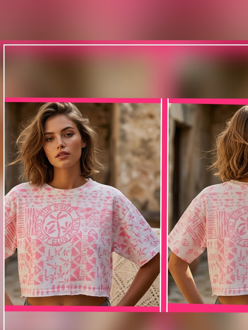 Vintage 90s Fun N Sun Coconut Club Active Crop Tee | One Size